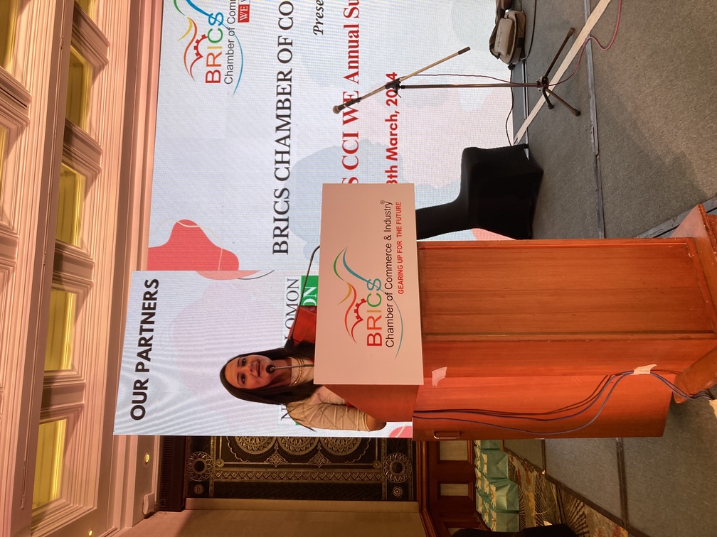 Best Female Emcee in Delhi/Gurgaon hosting BRICS Chamber of Commerce Womens Day Event